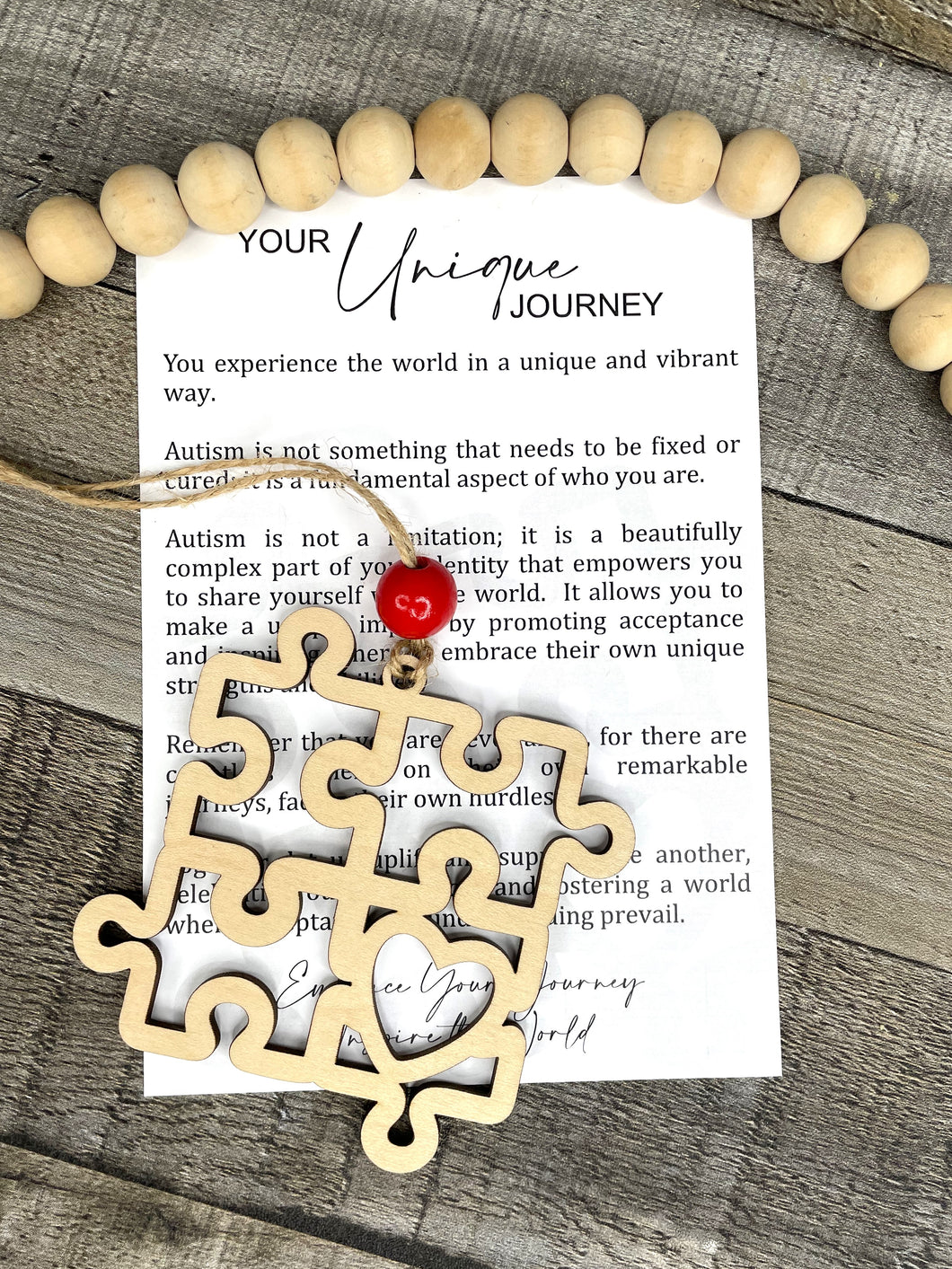 Your Unique Journey Autism Puzzle Piece Ornament