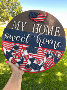 My Home Sweet Home Patriotic Door Hanger