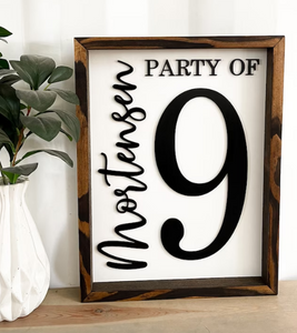 "Party of" Family Name Sign