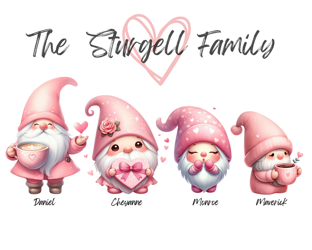 Valentine Gnome Family Print  (8x10)