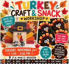 Load image into Gallery viewer, Thanksgiving Week Kids Craft &amp; Snack Camps- Nov. 23rd and 24th