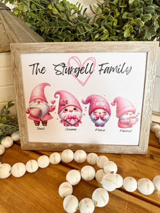 Valentine Gnome Family Print  (8x10)