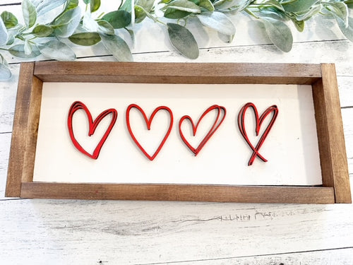 Handwritten 3D Hearts Framed Sign