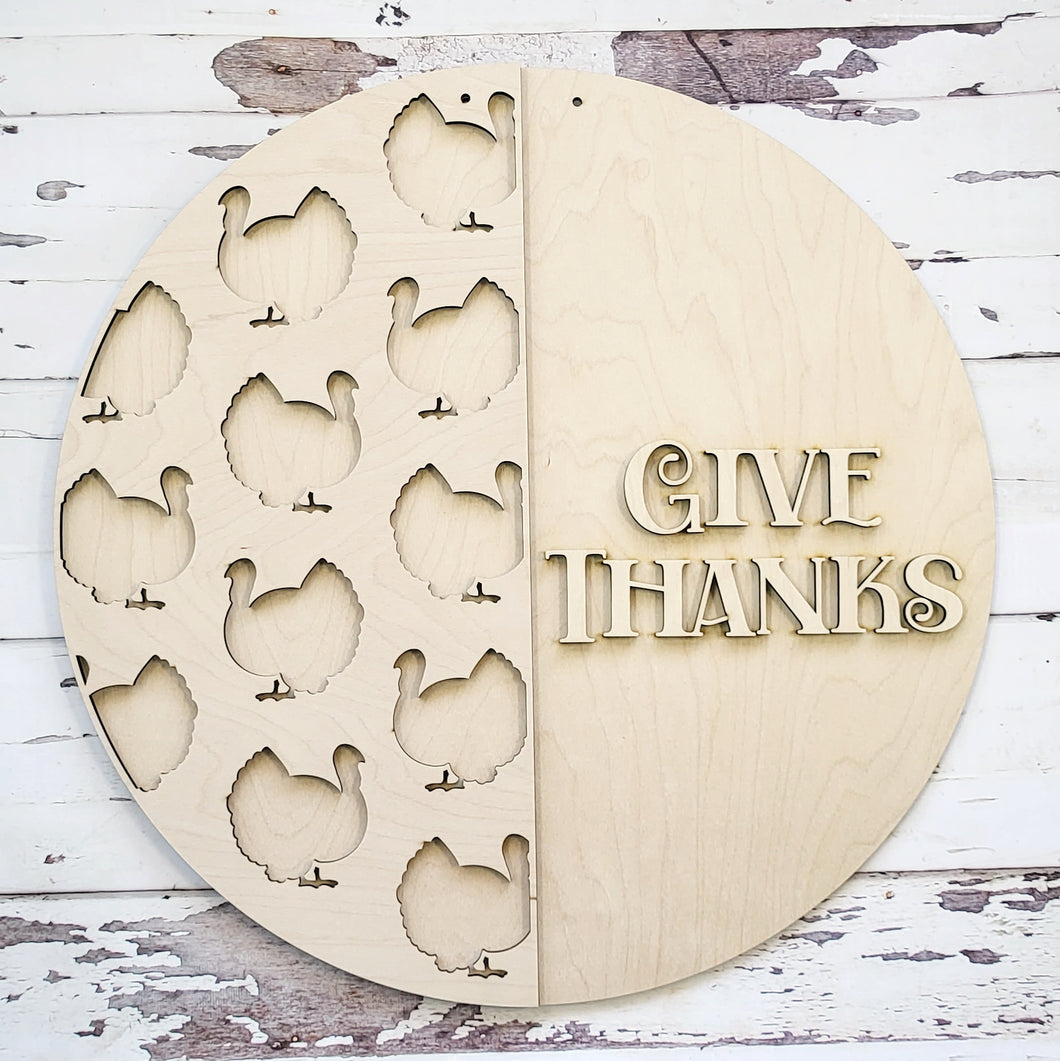 Give Thanks Half Turkey Door Hanger