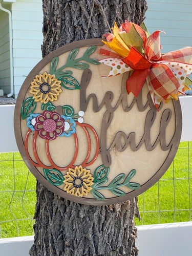 Hello Fall Round Door Hanger 18