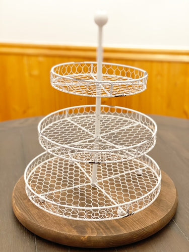 White Chicken Wire 3 Tier Tray