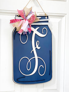 Monogram Mason Jar Door Hanger