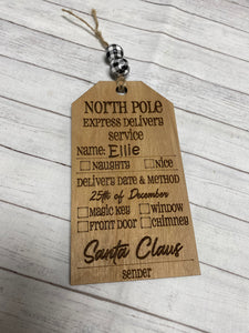 Custom North Pole Express Delivery Service Ornament